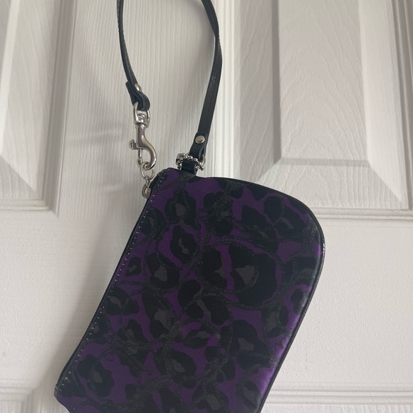 Coach Purple Ocelot Leopard Pattern Wristlet Clutch - Picture 2 of 4